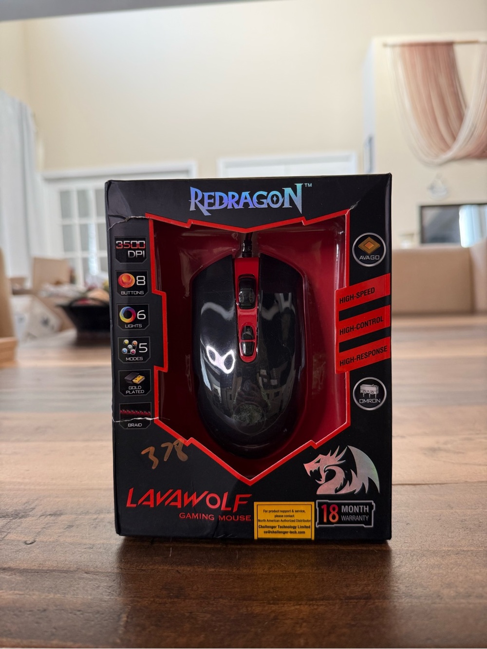 Lavawolf Gaming Mouse — Black and Red